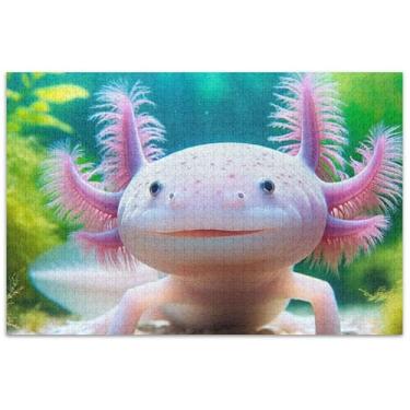 Imagem de Axolotl Quebra-cabeça animal fofo adultos 500 peças quebra-cabeça brinquedo arte legal quebra-cabeças para adultos elefante branco presentes engraçados