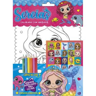 Imagem de Livro - Sereia Colorindo com Adesivos
