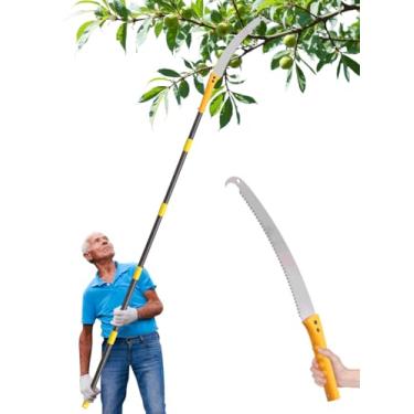 Imagem de Serras de vara para aparar árvores: podador extensível (3,6 a 11,4 pés) com lâmina de serra de moagem dupla de 38 cm, ferramenta de poda manual leve para jardim e pátio florestal