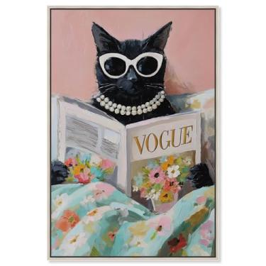 Imagem de Decoração de parede para animais de estimação Spring Magazine Feline II da Art Remedy, moldura prateada, 50 x 76 cm