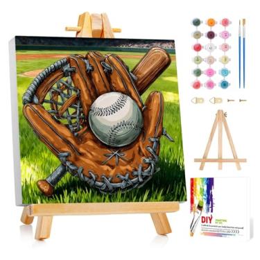 Imagem de Reivworl Kit de pintura emoldurada por números para adultos iniciantes e crianças de 8 a 12 anos, tinta de beisebol por número para adultos, pintura de números DIY para presentes e decoração de casa