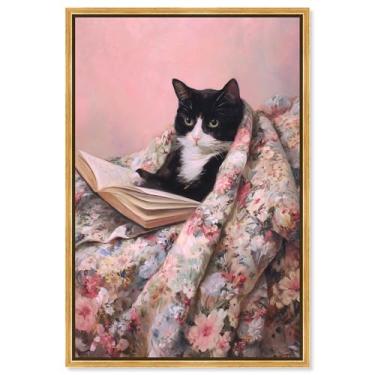 Imagem de Decoração de parede para animais de estimação Cat Nap Chapter IV da Art Remedy, moldura dourada, 25 x 38 cm