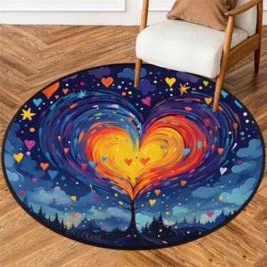 Imagem de Tapete redondo pequeno de 1,8 m para dia dos namorados, tapete circular antiderrapante, lavável, tapete circular para quarto, sala de estar, berçário, cozinha, banheiro, entrada, decoração de casa