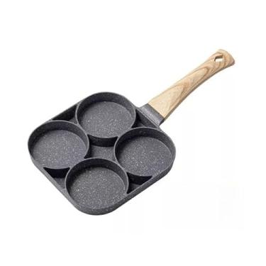 Imagem de Frigideira Antiaderente 4 Cavidades para Ovo e Hambúrguer Panela para Café da Manhã Frigideira Multiuso para Omelete e Panqueca