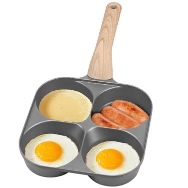 Imagem de Frigideira de ovo frito, frigideira antiaderente, 4 xícaras, fácil de limpar, liga de alumínio, panela de panqueca com alça resistente ao calor, adequada para fogões de indução, fogões a gás, fogões