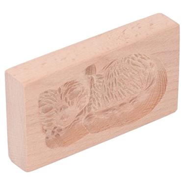 Imagem de GLOGLOW Molde Animal do Biscoito do Cortador de Biscoito, Carimbo da Imprensa de Madeira de Faia para Assar Biscoitos e Produtos de Cozimento Pão de Gengibre (Gato)