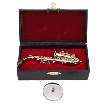 Imagem de LiebeWH Modelo de Saxofone Em Miniatura 14cm, Saxofone de Latão Banhado a Ouro, Modelo Tenor Sax Com Suporte e Estojo