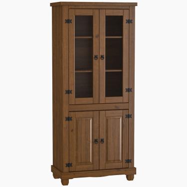 Imagem de Cristaleira de Madeira Maciça Para Sala de Jantar 4 Portas Majestic M06 Imbuia Fosco - Lyam Decor