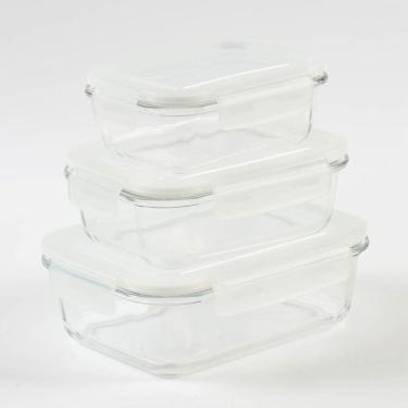 Imagem de Conjunto de 3 Potes Hermeticos de Vidro La Vittra com Tampa Branca Intervalue