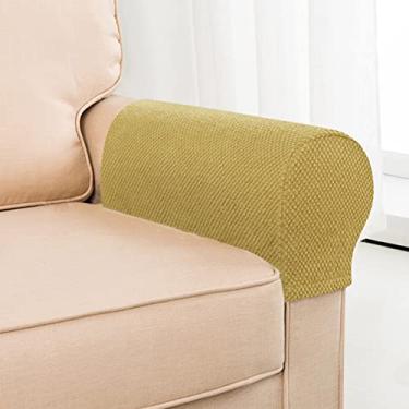 Imagem de Capas de apoio de braço para sofá, conjunto de 2 capas de tecido elástico para poltrona, poltrona, poltrona, poltrona, poltrona, para poltrona, protetor de móveis, bege