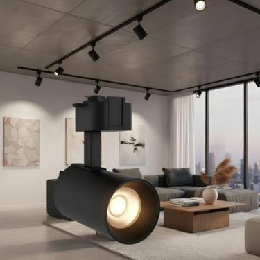 Imagem de Kit Trilho Eletrificado 2m+6 Spots LED 10w Preto Luz Quente Luminaria Bivolt