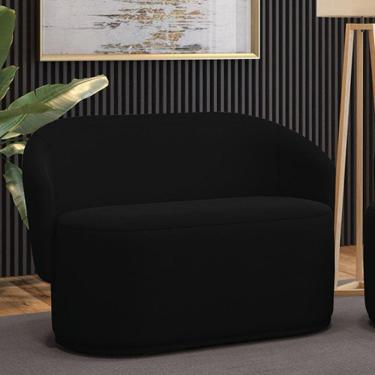 Imagem de Sofá 2 Lugares Namoradeira Orgânica Para Sala Malu Suede Preto M11 - D`rossi