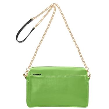 Imagem de Joitme Bolsa tiracolo feminina folhagem verde bolsa para celular bolsa de couro PU bolsa de ombro com alça de corrente