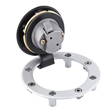 Imagem de Cosiki Tampa Durável de Alumínio para Tanque de Combustível de Gás, Resistente à Vibração, Com 2 Chaves, Adequada para GSXR 600, para Motocicleta Hayabusa GSXR1300, Preto e Prata