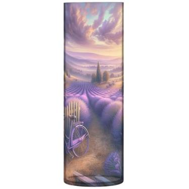 Imagem de Vasos de flores cilíndricos para buquê vintage lavanda campo grande outono vasos de plástico personalizado floral moderno decorações, 30 cm x 9,9 cm
