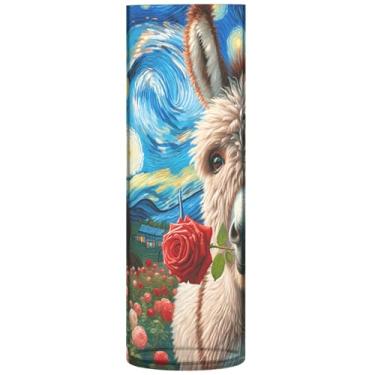 Imagem de Noite estrelada burro flores rosas grandes vasos de outono vaso cilíndrico de plástico buquê de flores decoração estética floral exclusiva, 30 cm x 9,9 cm