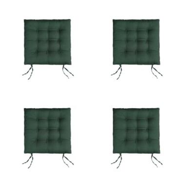 Imagem de Kit 4 Almofadas Futon para Cadeira 40x40 cm – Assento Confortável para Sala e Escritório (Verde Militar)