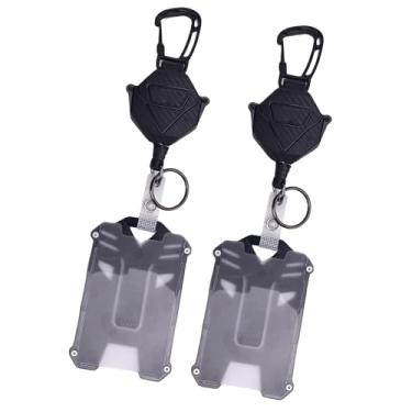Imagem de Cryfokt Suporte de Cartão de Chaveiro de Identificação, Clipe de Liberação Fácil, Suporte de crachá Com Carretel de crachá, Corda de Fio de Aço Resistente, 2 Peças