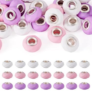 Imagem de 30 peças de contas europeias de furo grande contas de resina facetada para berloques pulseira colar brincos fabricação de joias Rondelle contas para caneta chaveiro DIY artesanato suprimentos rosa