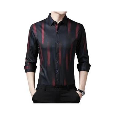 Imagem de Camisa Casual Masculina De Manga Longa Com Estampa, Confortável E Sem 