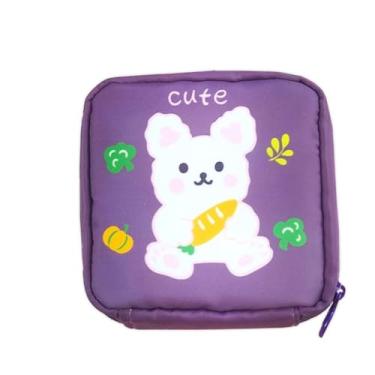 Imagem de NECESSAIRE FEMININA PORTA ABSORVENTE E COSMÉTICOS PEQUENA ORGANIZADORA VIAGEM COR LILÁS