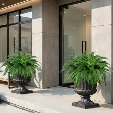 Imagem de ALAGIRLS Planta de plástico grande artificial de 113 cm para ambientes externos, samambaias sintéticas de seda adequadas para decoração de escritório e sala de estar (2, 55 ramos)