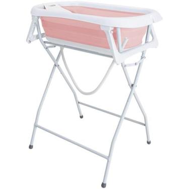 Imagem de Banheira de Bebe Compacta Dobravel com Suporte Kiddo Flex Rosa