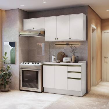 Imagem de Armário de Cozinha Compacta 3 Gavetas 100% MDF 200cm Branco Celeste Kappesberg