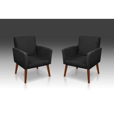 Imagem de Kit 02 Poltrona Nina suede Preto -Modena Decor  - CASA DA POLTRONA