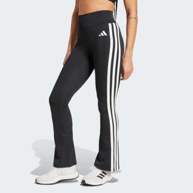 Imagem de Calça Legging Adidas OPT ESS 3S FLAR Feminina Preta e Branca, M