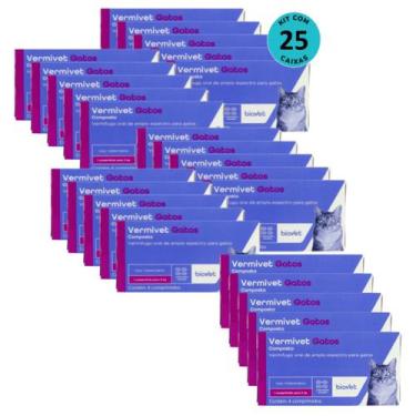 Imagem de Vermivet 300mg Com 4 Comprimidos Kit com 25 caixas - Biovet