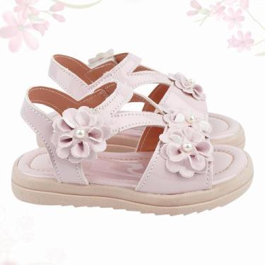 Imagem de Sandália Feminina Infantil Menina Confortável e Macia Moda Verão com F