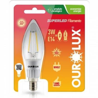 Imagem de Lampada LED Vela Filamento Fosca Bocal E14 3 watts Bivolt 2700K Branco