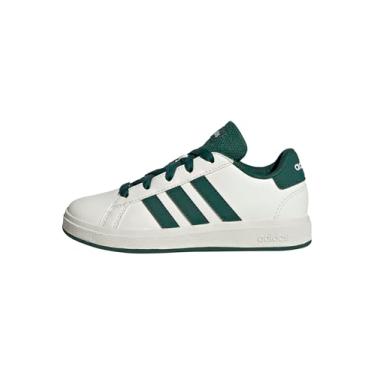 Imagem de adidas Tênis infantil unissex Grand Court 2.0, branco/verde universitário/preto, 21