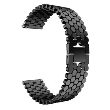 Imagem de FFHAO Pulseira de aço inoxidável de 22 mm e 20 mm para Samsung Galaxy Watch 3 de 45 mm Gear S3 Active 2 para Huawei Watch (preta, 22 mm)
