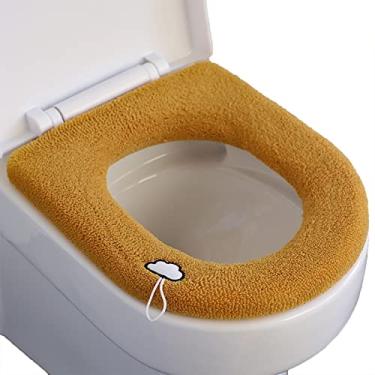 Imagem de Capa de Assento Vasco Sanitário Espessa Almofadas Macias Quentes Confortáveis Banheiro Laváveis Reutilizáveis Almofada Poliéster com Cinto Prático Fác