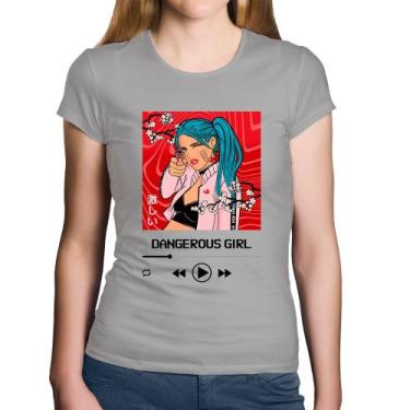 Imagem de Baby Look Algodão Dangerous Girl - Foca na Moda, Cinza, M