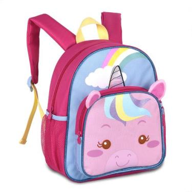 Imagem de Mini Mochila De Costas Unicórnio Infantil Meninas Clio Pets, Rosa x az