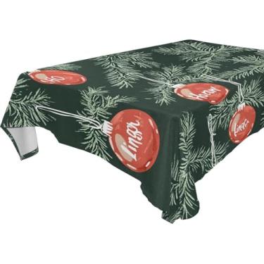 Imagem de Blueangle Toalha de mesa de galhos de árvore de Natal – Toalha de mesa quadrada de poliéster impermeável e resistente a manchas para ambientes internos e externos, 137 x 137 cm (373)