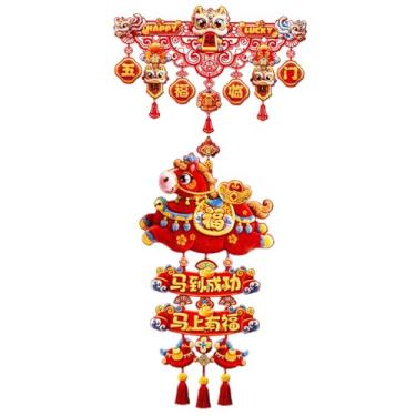 Imagem de UGPLM Enfeite de Ano Chinês com Cavalo para Pendurar na Porta, Sinalização para o Festival da Primavera, Decoração para Entrada e Quarto, C