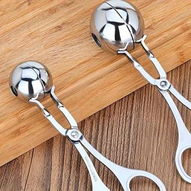 Imagem de Máquina de bolas de carne de aço inoxidável de 2 peças, utensílio de cozinha multifuncional para almôndegas de formato perfeito, gelo, massa de biscoito, picolés de bolo de arroz, bolas de bolo