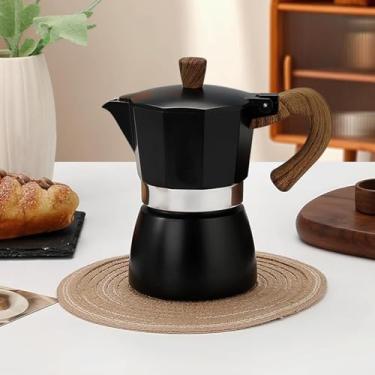 Imagem de Cafeteira de café expresso Moka, cafeteira cubana com topo de fogão, cafeteira Moka Italiana Espresso Greca, cafeteira cafeteira, 6 xícaras de espresso, 293 ml - Preto
