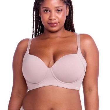 Imagem de Sutiã Sustentação Com Bojo Disfarça Dobrinhas Plie 50305, 44, Amêndoa