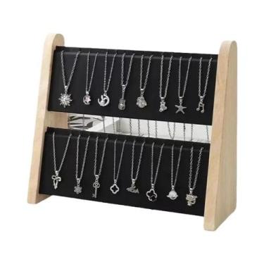 Imagem de Suporte Organizador De Colares De Madeira De 3 Camadas Com Expositor D