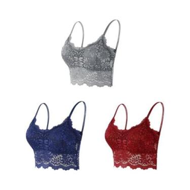 Imagem de Sutiãs De Renda Femininos 3PCS Confortáveis Sem Fio Bralette Sem Costu