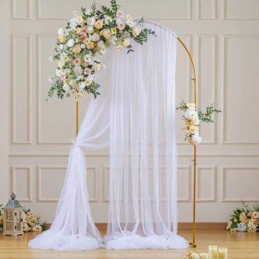 Imagem de Cortinas brancas de chiffon, tecido drapeado, para decoração de festa de aniversário, cerimônias de casamento, recepção, decoração de cabine de fotos, 1,5 m x 6,8 m