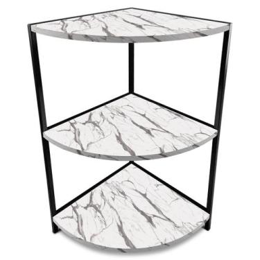 Imagem de Estante De Canto Tripla Colby Madeira/Aço - Geral, Preto/Vulcano