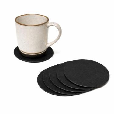 Imagem de Kit 6 Porta Copo Redondo Couro PU 10cm Caneca Taça Descanso Suporte Pr