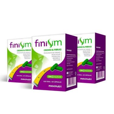 Imagem de Kit 03 Finisim Cromo e Fibras com 60 Cápsulas Maxinutri-Unissex