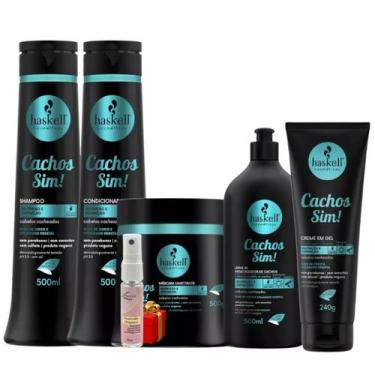 Imagem de Kit Haskell Cachos Sim Definição 500ml 5 Itens Completo + Presente Lou
